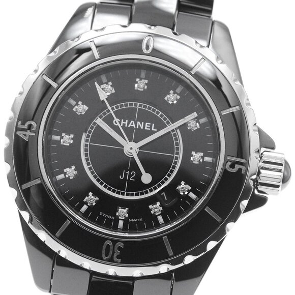 CHANEL J12 H1625 Black ceramic 12P diamond black Dial Quartz Ladies Watch_838055 - Picture 1 of 7